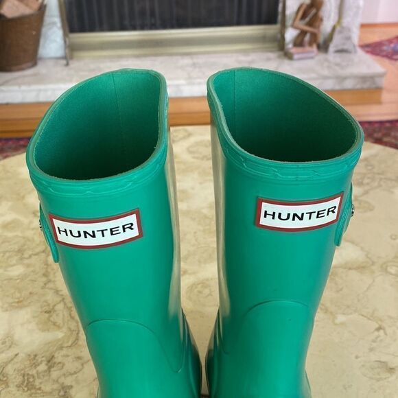 Hunter Short Glossy Waterproof Rain Boots Teal - Picture 8 of 13